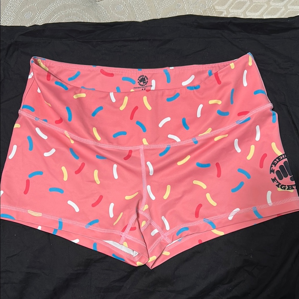 Feed Me Fight Me Sprinkle Donut Workout Shorts – Size M